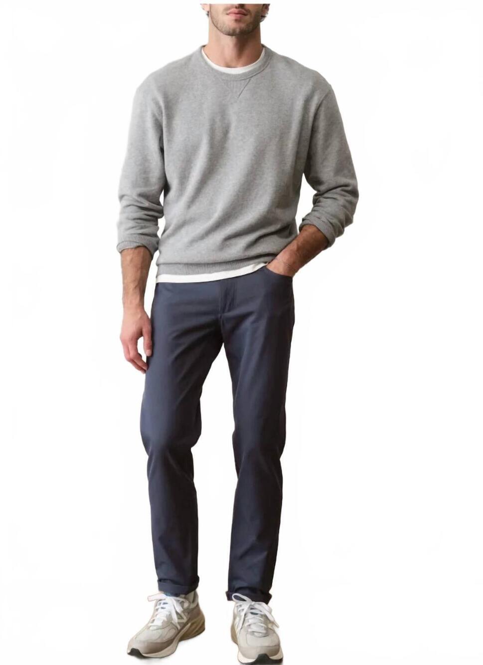 NEW MARINE LAYER pocket slim straight tech pant in india ink